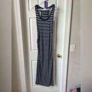one clothing Navy and White Striped Racerback Maxi Dress